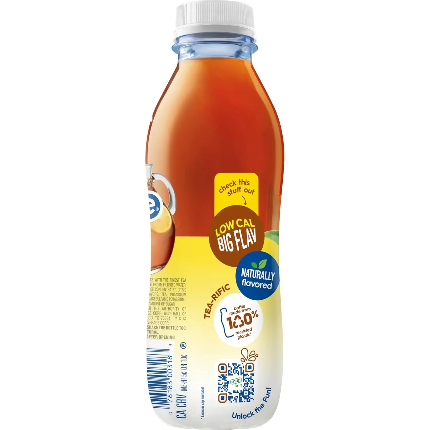 Snapple Zero Sugar Half 'n Half Tea, 16 fl oz recycled plastic bottle, Pack of 12