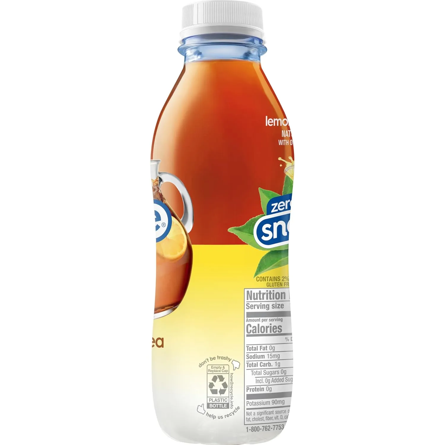 Snapple Zero Sugar Half 'n Half Tea, 16 fl oz recycled plastic bottle, Pack of 12