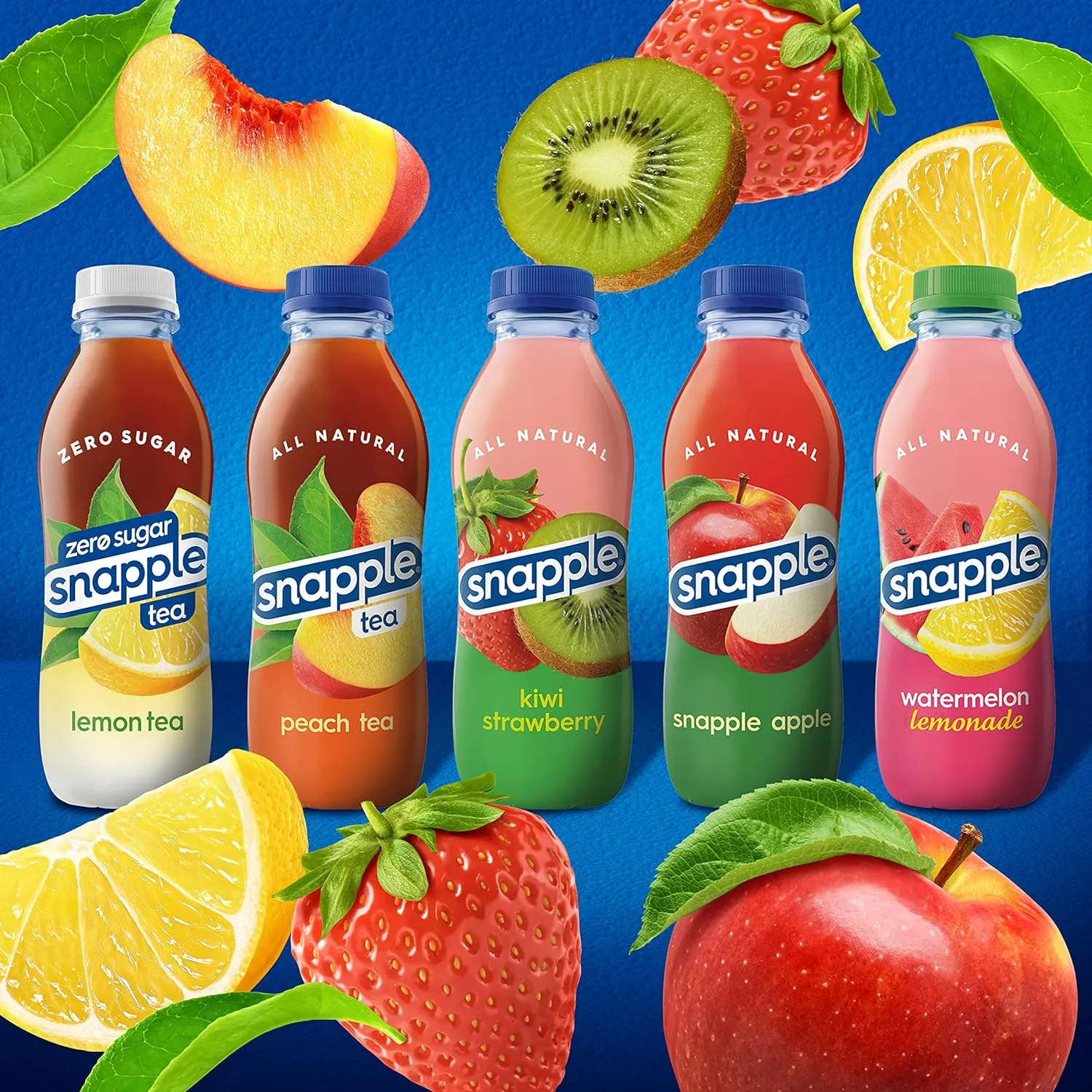 Snapple Zero Sugar Half 'n Half Tea, 16 fl oz recycled plastic bottle, Pack of 12