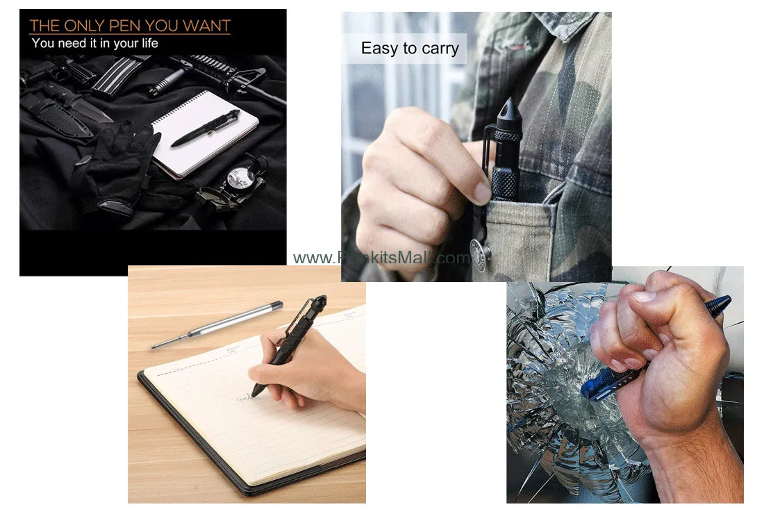 SOCOM Tactical Pen with Glass Breaker and Self Defense Tip - Black Aluminum