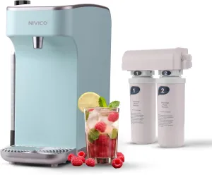 Soda Maker, Ice Cold Sparkling Water Maker, Water Cooler, Compatible with Screw-in 60L CO2 Cylinder (Not Included), Carbonator with 1.5L Water Tank, Touch Screen (Aqua Blue)