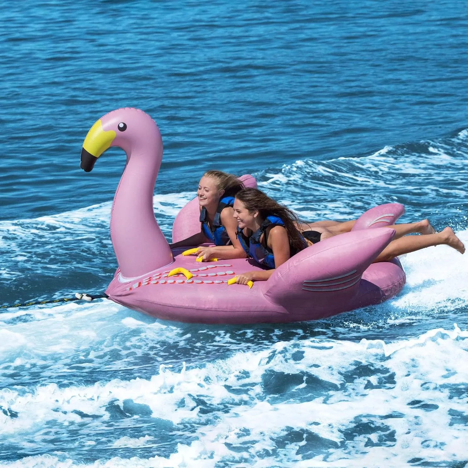 Solstice Lay-On Flamingo Towable Inflatable Raft, Multicolor, one Size