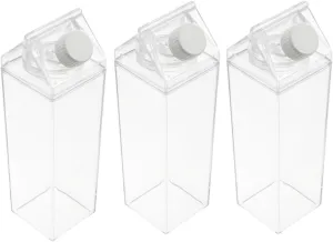 Sosoport 3Pcs Transparent Juice Milk Bottles Adorable Household Water Containers Capacity Leak Design for Hydration Travel and Sports
