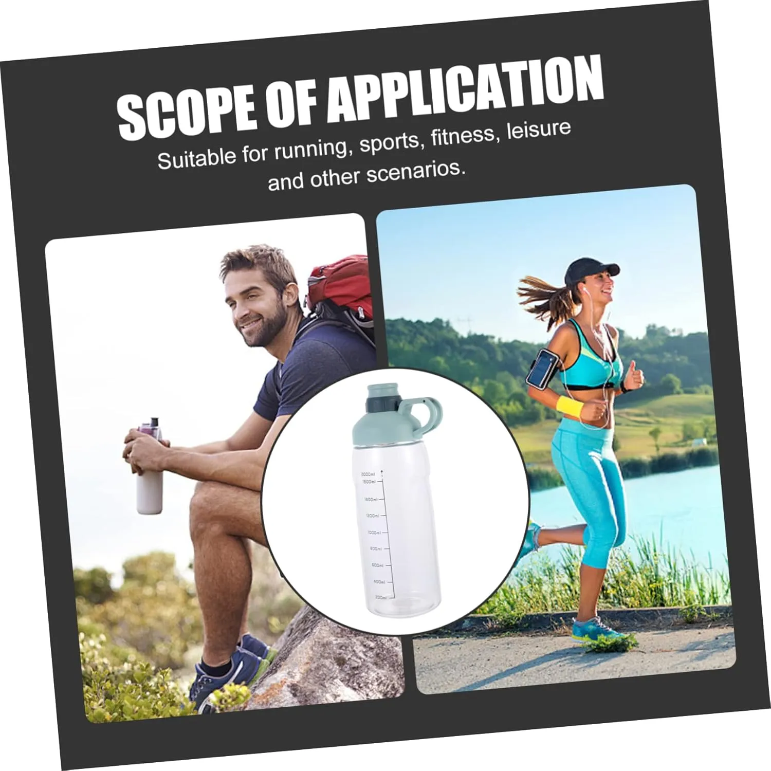 Sports Water Kettle Large Capacity Water Bottle Durable Plastic for Fitness