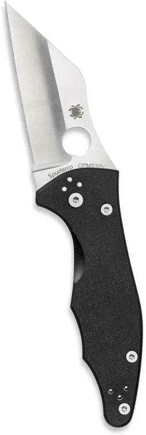 Spyderco Yojimbo 2 Specialty Tactical Knife with 3.2" CPM S30V Steel Black Wharncliffe Blade and Durable Black G-10 Handle - PlainEdge - C85GP2