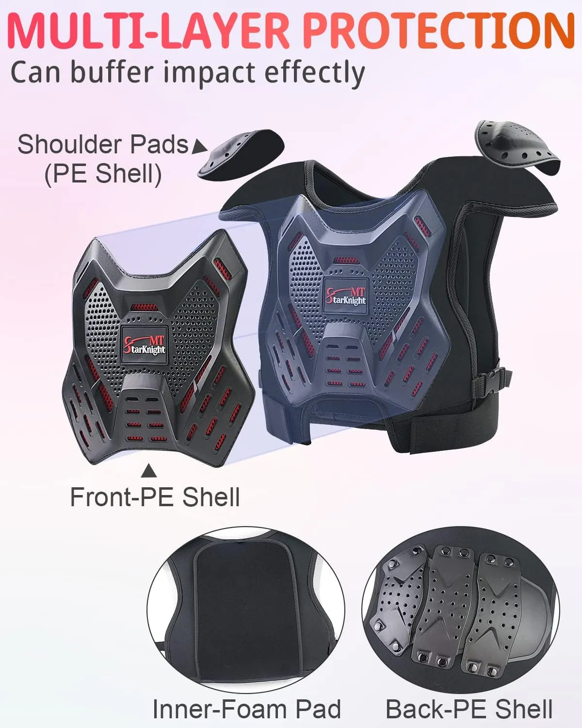 StarknightMT Kids Dirt Bike Gear - Youth Motorcycle Riding Protective Gear Motocross Armor Suit Chest Protector for Boys Girls Mountain Biking Cycling
