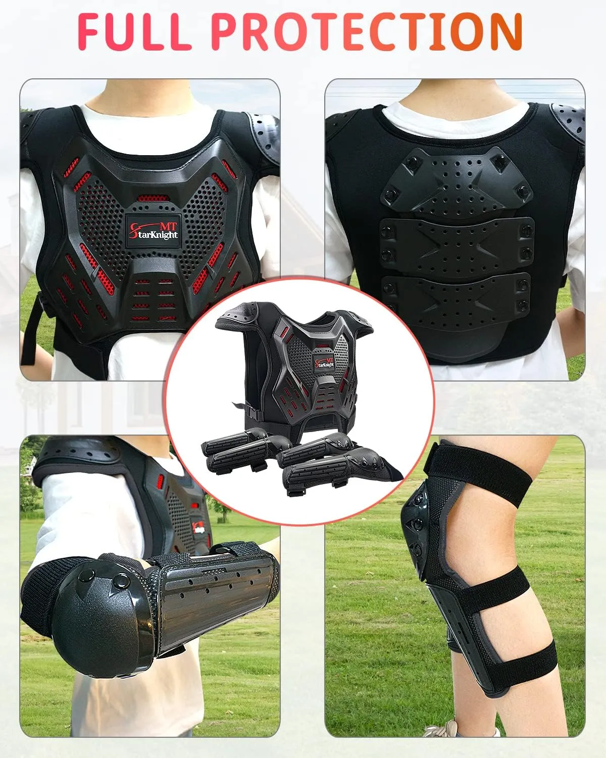 StarknightMT Kids Dirt Bike Gear - Youth Motorcycle Riding Protective Gear Motocross Armor Suit Chest Protector for Boys Girls Mountain Biking Cycling
