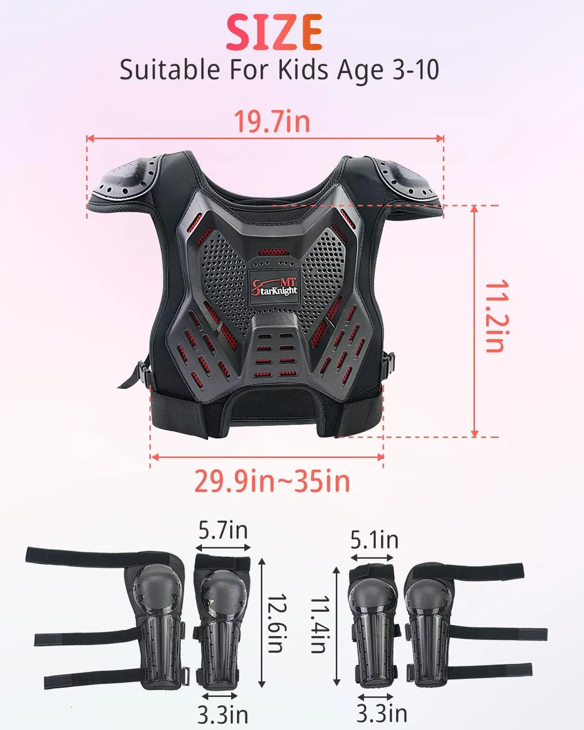 StarknightMT Kids Dirt Bike Gear - Youth Motorcycle Riding Protective Gear Motocross Armor Suit Chest Protector for Boys Girls Mountain Biking Cycling
