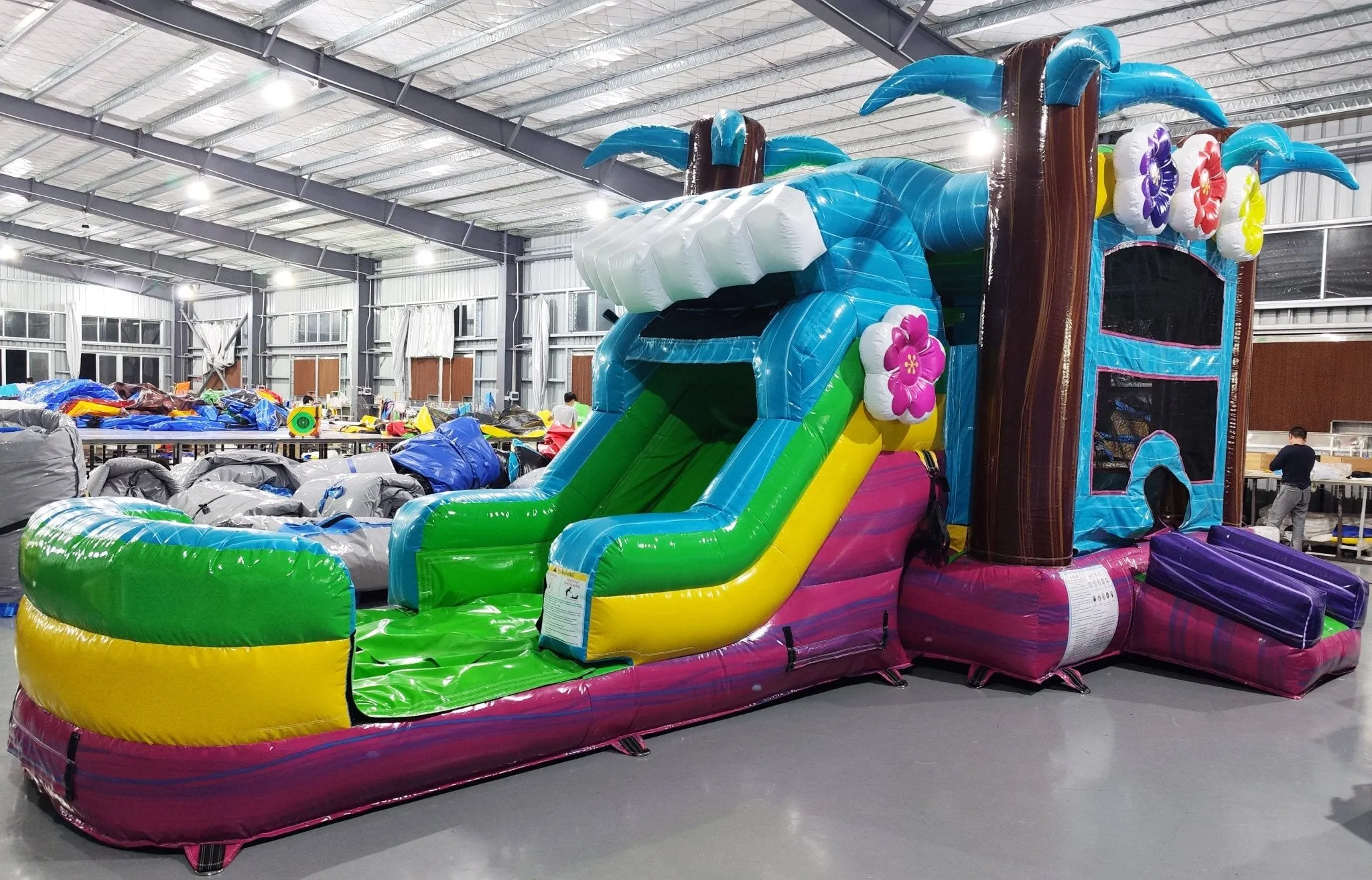 Summer Luau Econo Bounce House with Slide (Wet/Dry)