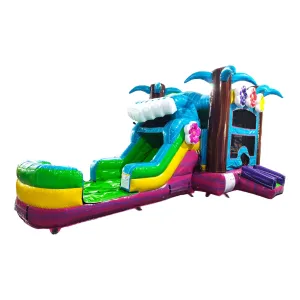 Summer Luau Econo Bounce House with Slide (Wet/Dry)