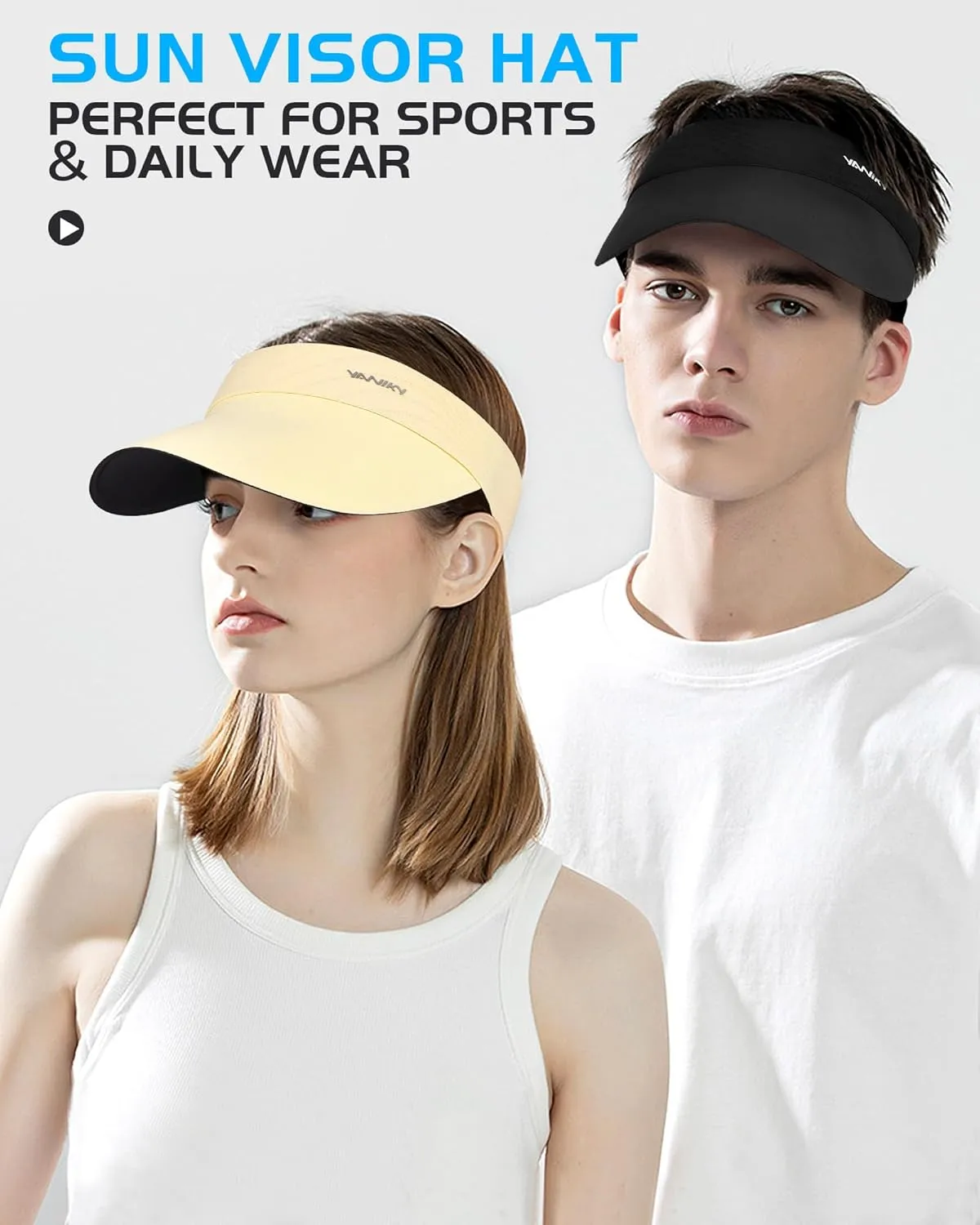 Sun Visor Hats for Women/Men Sun Protection UPF 50  Lightweight Sport Hats Adjustable Empty Top Cap Ponytail Cap