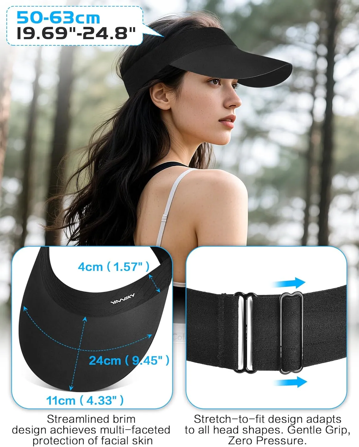 Sun Visor Hats for Women/Men Sun Protection UPF 50  Lightweight Sport Hats Adjustable Empty Top Cap Ponytail Cap
