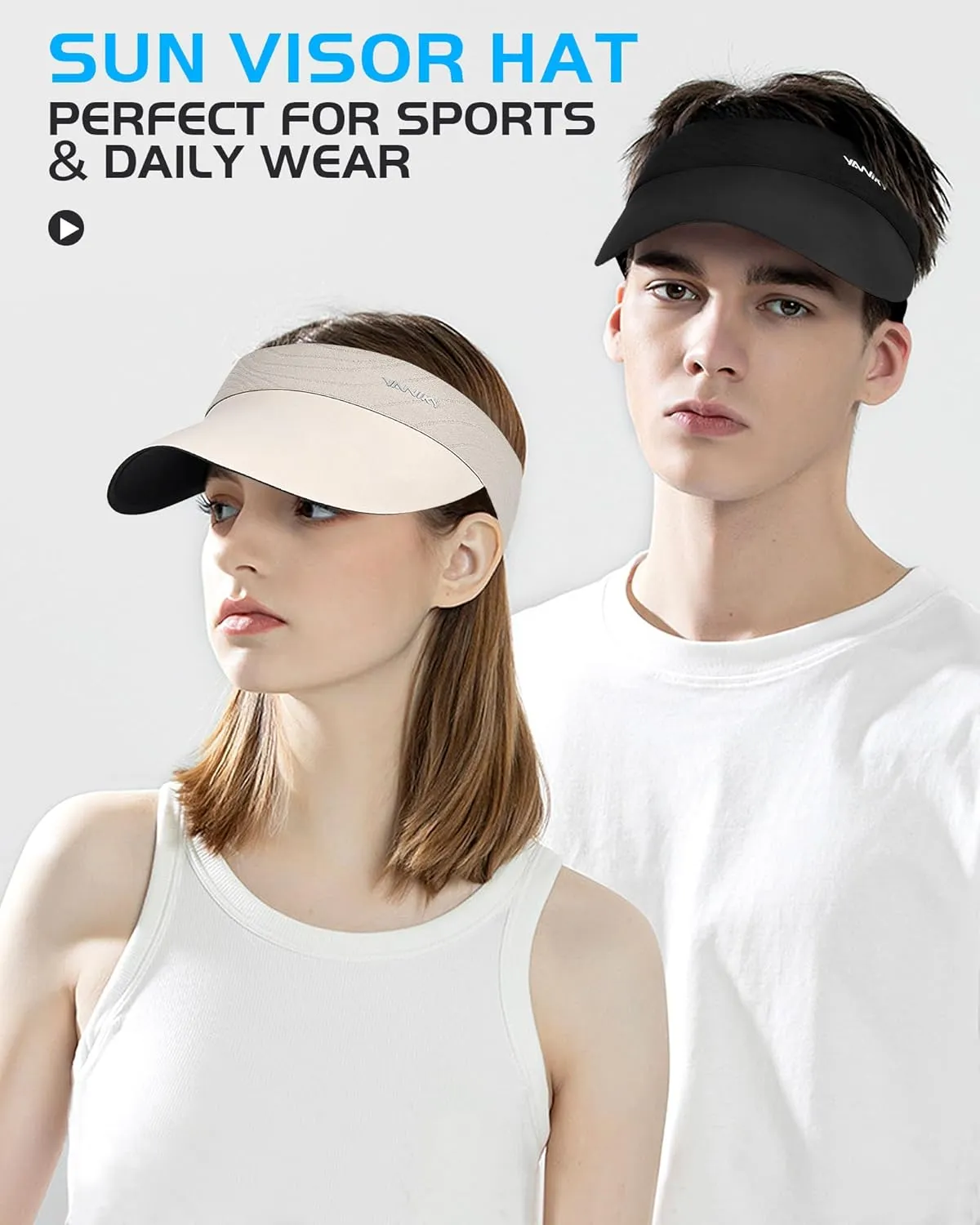 Sun Visor Hats for Women/Men Sun Protection UPF 50  Lightweight Sport Hats Adjustable Empty Top Cap Ponytail Cap