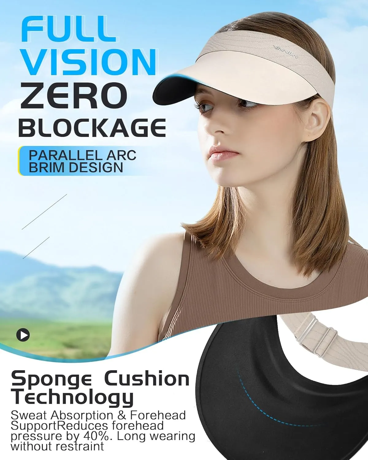 Sun Visor Hats for Women/Men Sun Protection UPF 50  Lightweight Sport Hats Adjustable Empty Top Cap Ponytail Cap