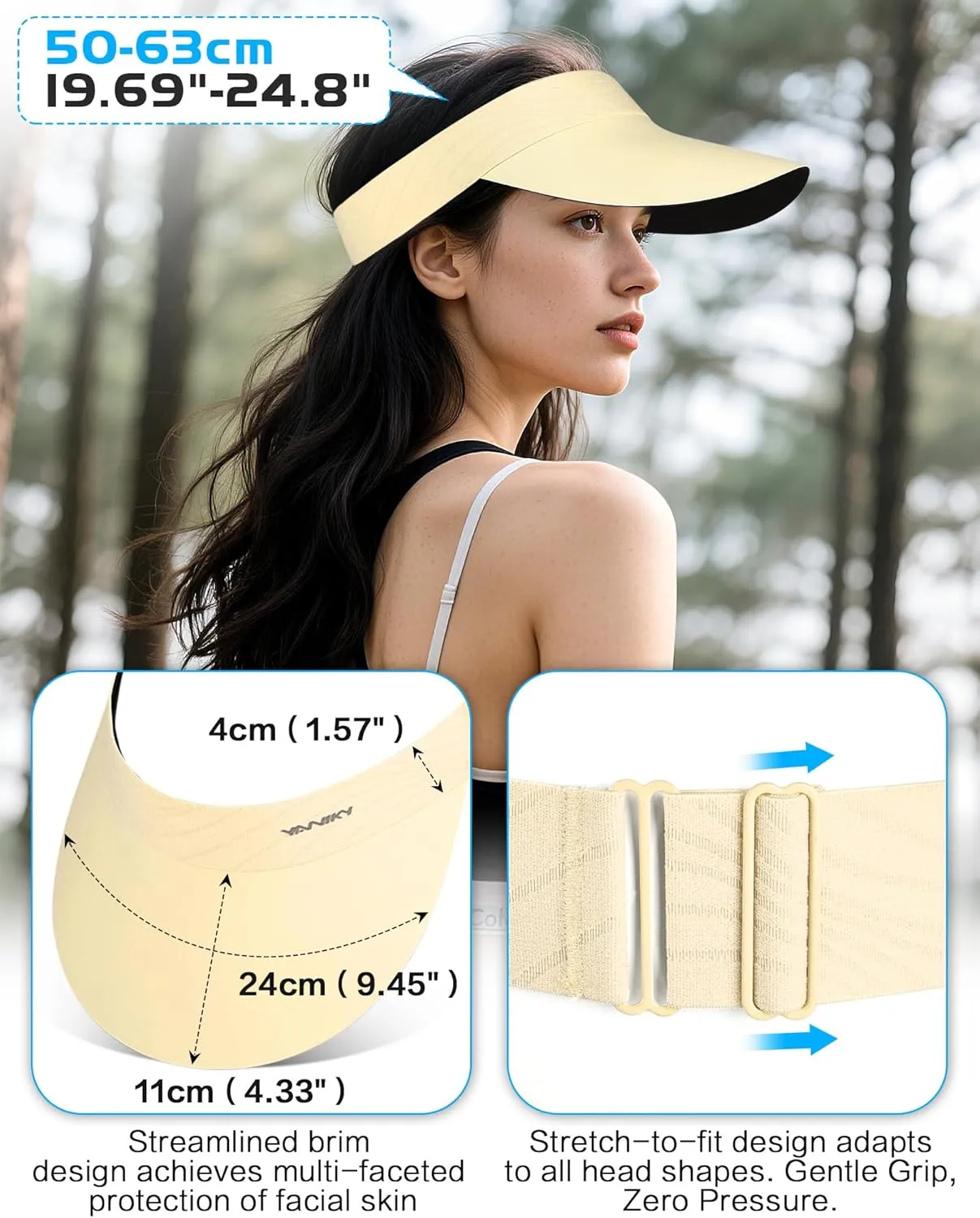 Sun Visor Hats for Women/Men Sun Protection UPF 50  Lightweight Sport Hats Adjustable Empty Top Cap Ponytail Cap