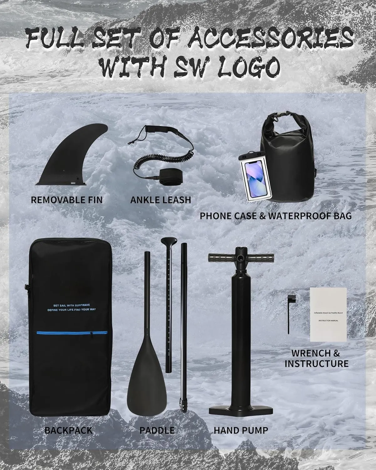 Surfboard,Stand Up Paddle Board Set，Inflatable Paddle Board, Sup Board with Removable Fin.Inflatable with Anti-Abrasion PVC Material - Durable for Kayak and Inflatable Kayak