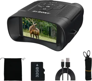 SVBONY SA206 Night Vision Binoculars, 3'' HD Screen Infrared Binocular for Total Darkness, 4K Video & 36MP Image with 32GB TF Card, 5000mAh Battery, Gifts for Men, for Camping & Wildlife Observation