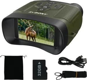 SVBONY SX31 Night Vision Goggles, 4.3" Screen Night Vision Binoculars for Adults, 4K HD IR Binoculars - 8X Digital Zoom, Rechargeable Binoculars with 32GB TF Card for Hunting & Tracking (Green)