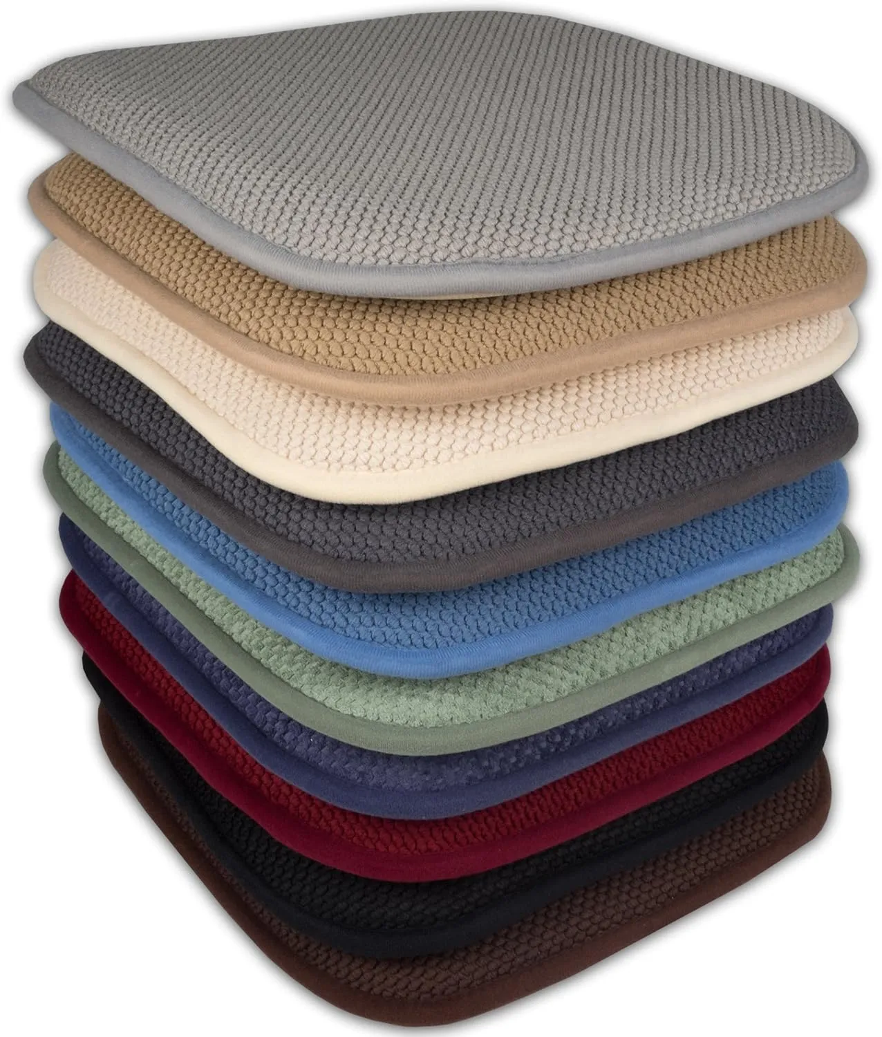 Sweet Home Collection 2 Pack Memory Foam Honeycomb Nonslip Back 16" x 16" Chair/Seat Cushion Pad, Black