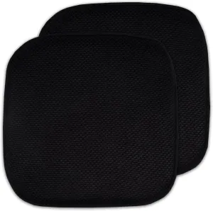 Sweet Home Collection 2 Pack Memory Foam Honeycomb Nonslip Back 16" x 16" Chair/Seat Cushion Pad, Black