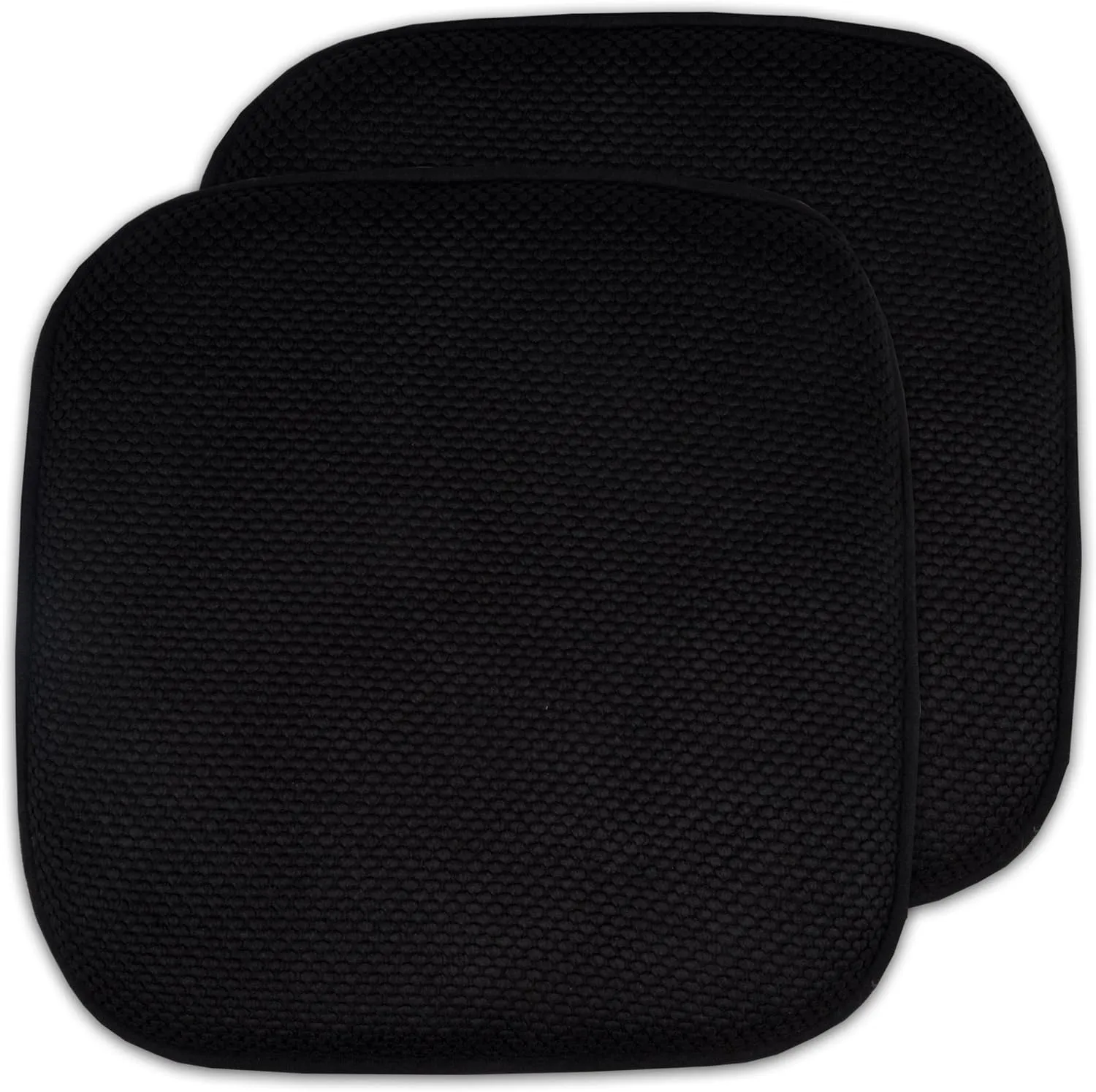Sweet Home Collection 2 Pack Memory Foam Honeycomb Nonslip Back 16" x 16" Chair/Seat Cushion Pad, Black