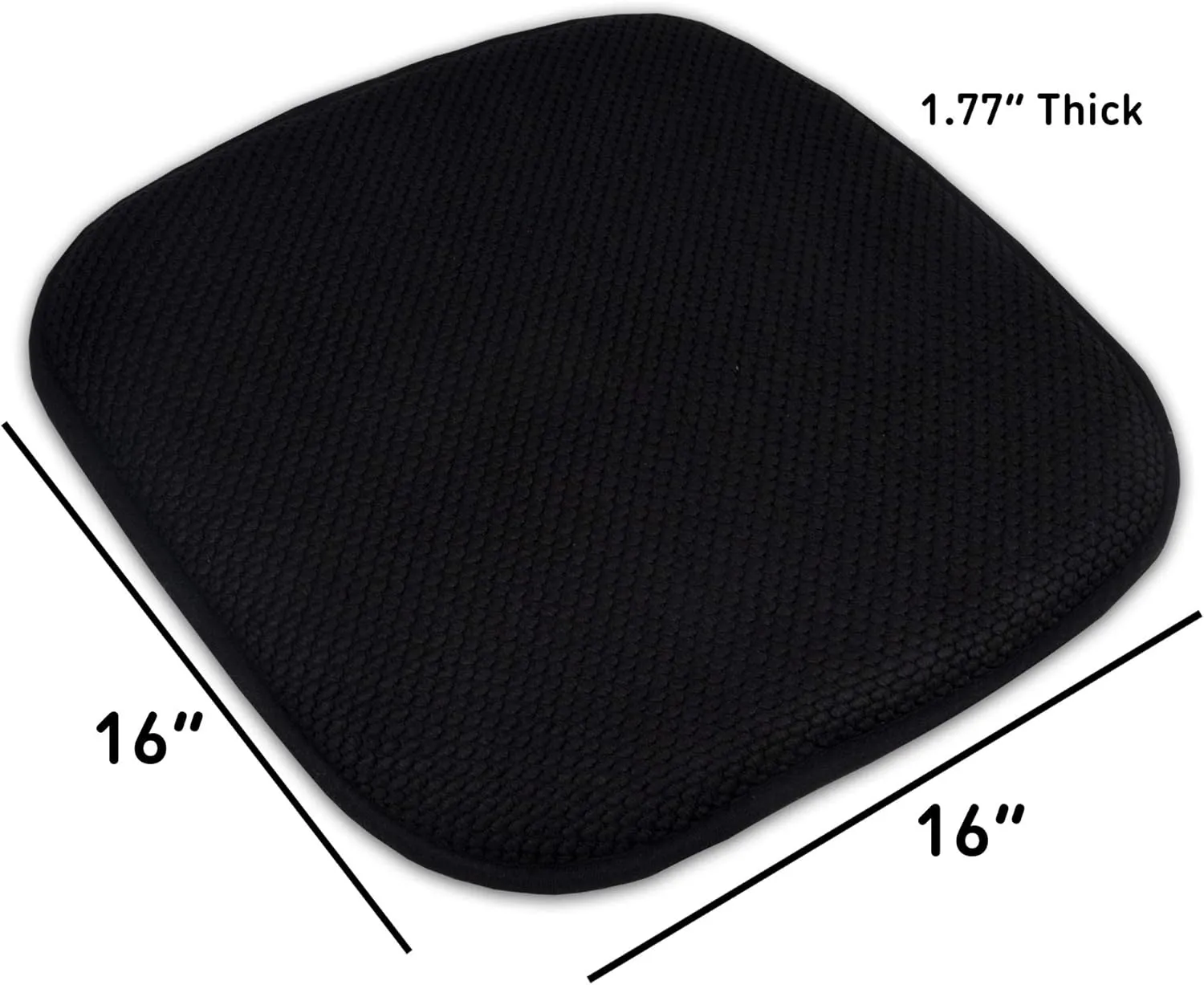 Sweet Home Collection 2 Pack Memory Foam Honeycomb Nonslip Back 16" x 16" Chair/Seat Cushion Pad, Black