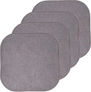Sweet Home Collection Chair Cushion Memory Foam Pads Honeycomb Pattern Slip Non Skid Rubber Back Rounded Square 16" x 16" Seat Cover, 4 Pack, Alexis Gray/Silver