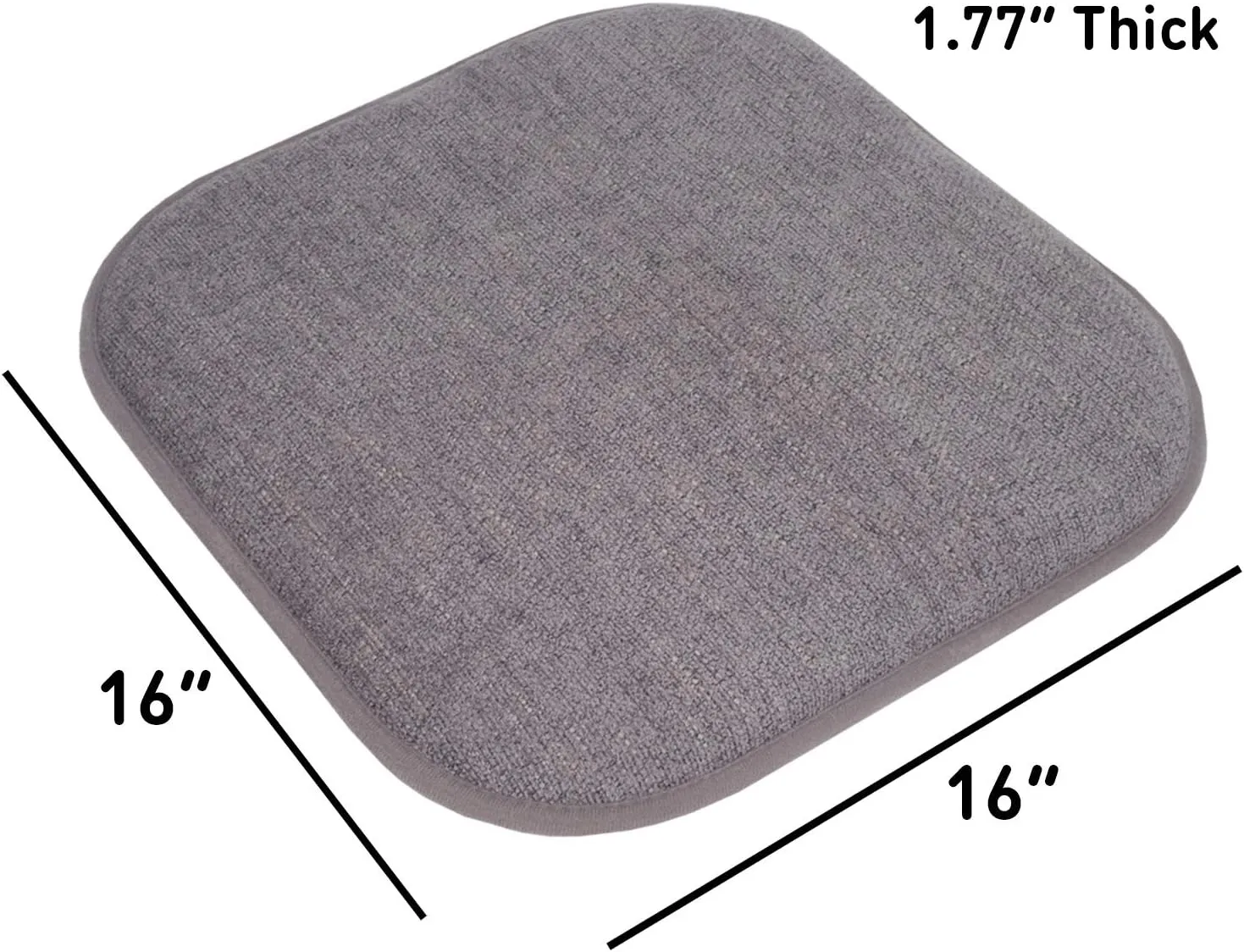 Sweet Home Collection Chair Cushion Memory Foam Pads Honeycomb Pattern Slip Non Skid Rubber Back Rounded Square 16" x 16" Seat Cover, 4 Pack, Alexis Gray/Silver