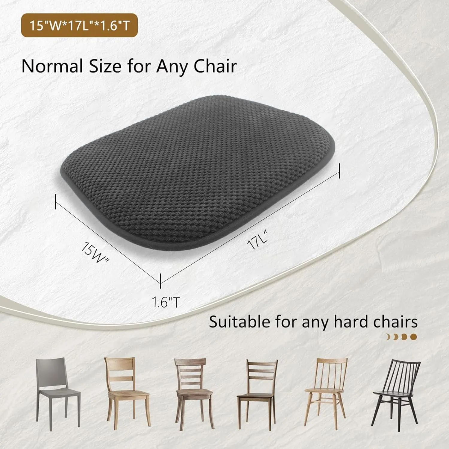 SWEMSTAR Chair Cushions - Kitchen Dining Chair Pads Foam Seat Cushion for Chairs Barstool Cushions Non Slip Seat Pad