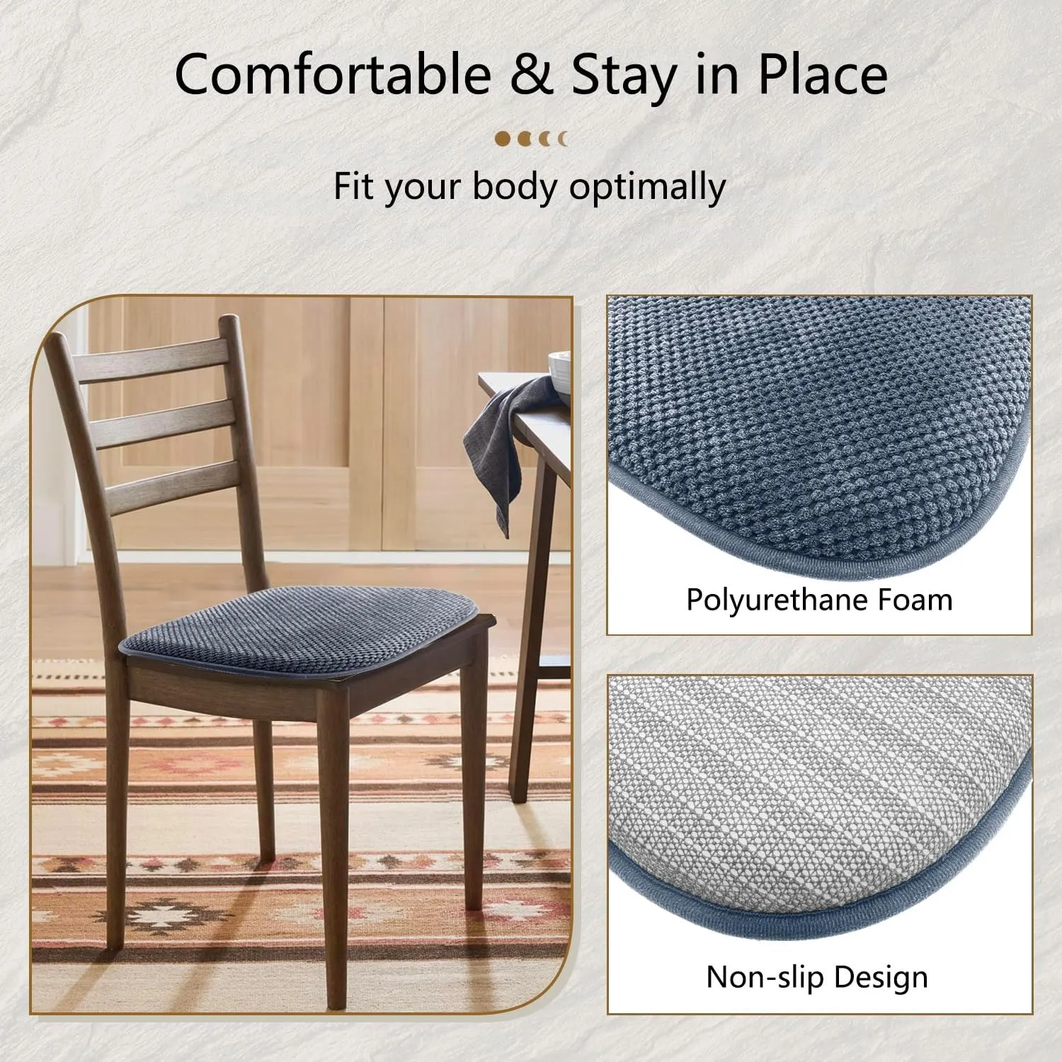 SWEMSTAR Chair Cushions - Kitchen Dining Chair Pads Foam Seat Cushion for Chairs Barstool Cushions Non Slip Seat Pad