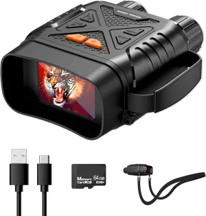T TAKMLY Night Vision Goggles, 2624FT-10X Digital Zoom, 2.8'' HD Screen Infrared Binoculars with 64GB TF Card for Photos and Videos, for Adults Outdoor Camping and Wildlife Observation（Black）
