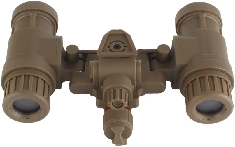 Tactical Dummy Night Vision Binoculars Model, Rotatable Goggles Helmet Mounts Compatible, Simulated Green Light, Cable & Case
