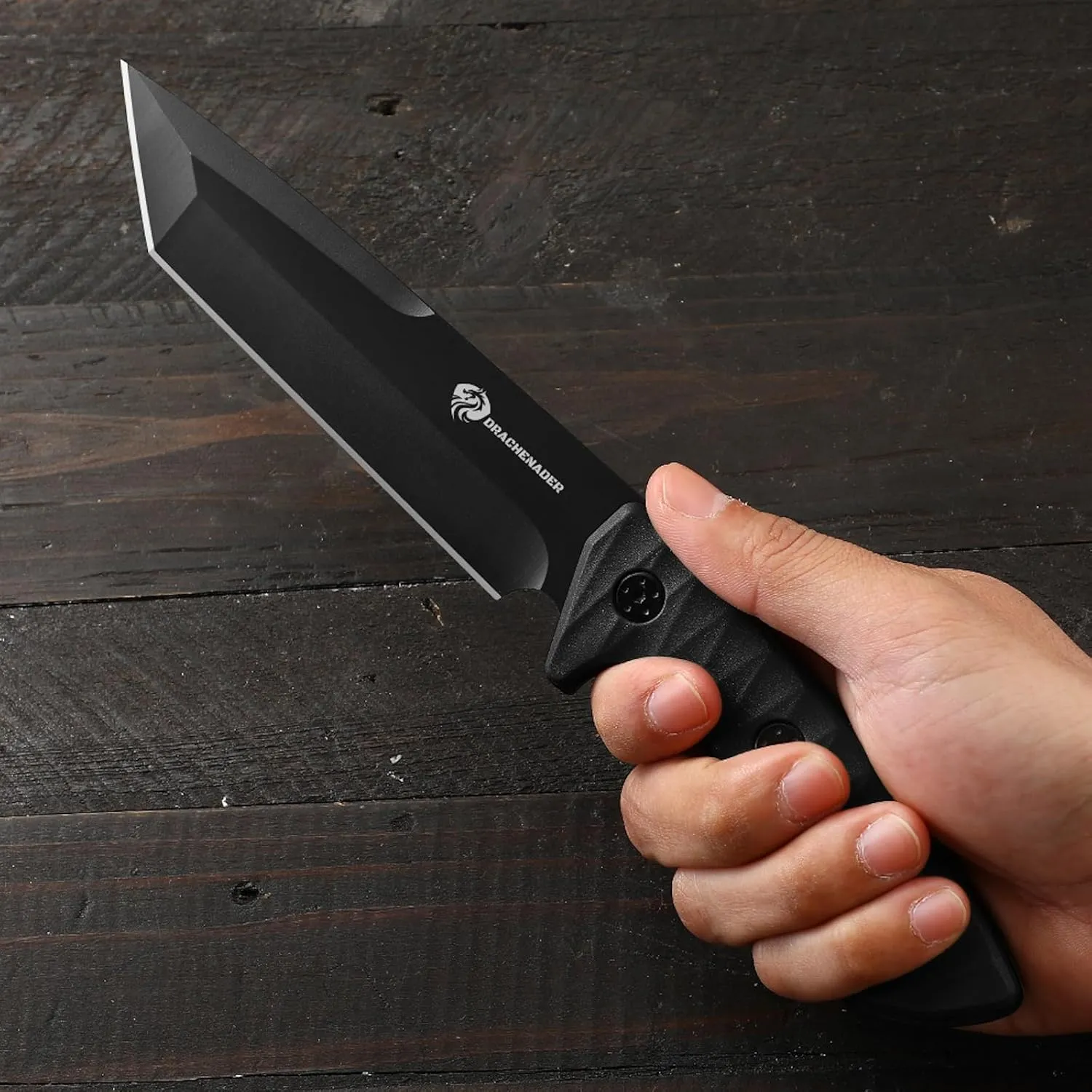 Tanto Fixed Blade Knife, Tactical Fixed Blade Knife, 5mm Thick Full Tang Survival with Sheath for Hunting, Camping, and Adventure