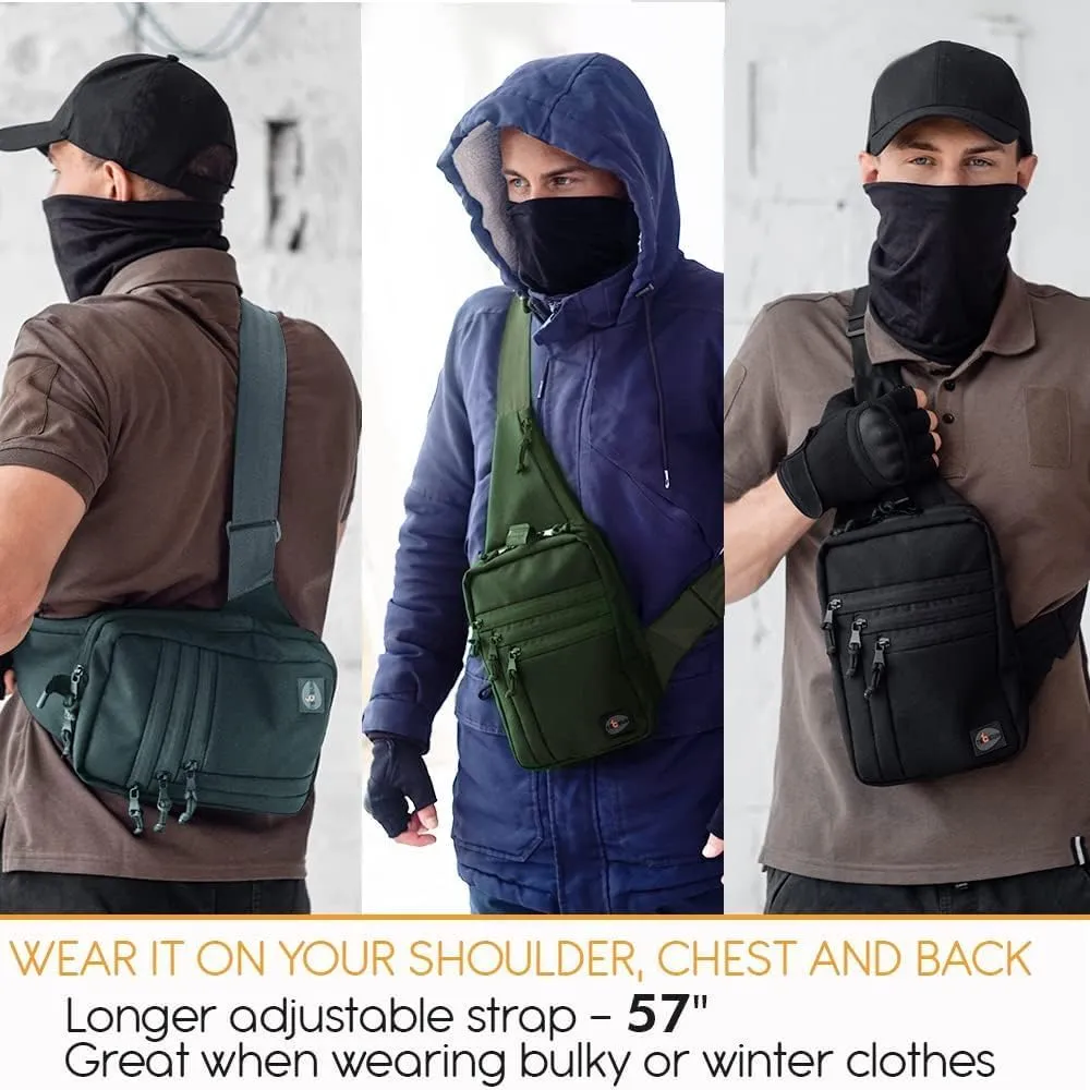 TECEUM Tactical Compact Sling Bag – CCW for Everyday – 10  Styles – Shoulder Crossbody Bag for Concealed Carry of Handgun