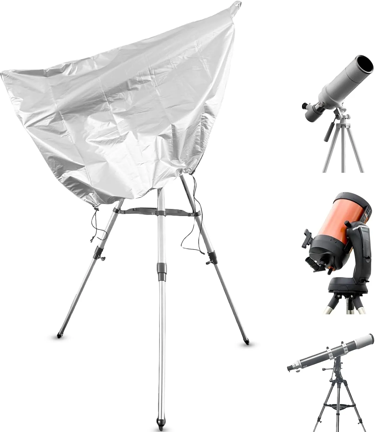 Telescope Cover with Adjustable Drawstring Zipper Waterproof Astronomical Telescope Cover for Outdoor Indoor, 100x75CM/39x29Inch
