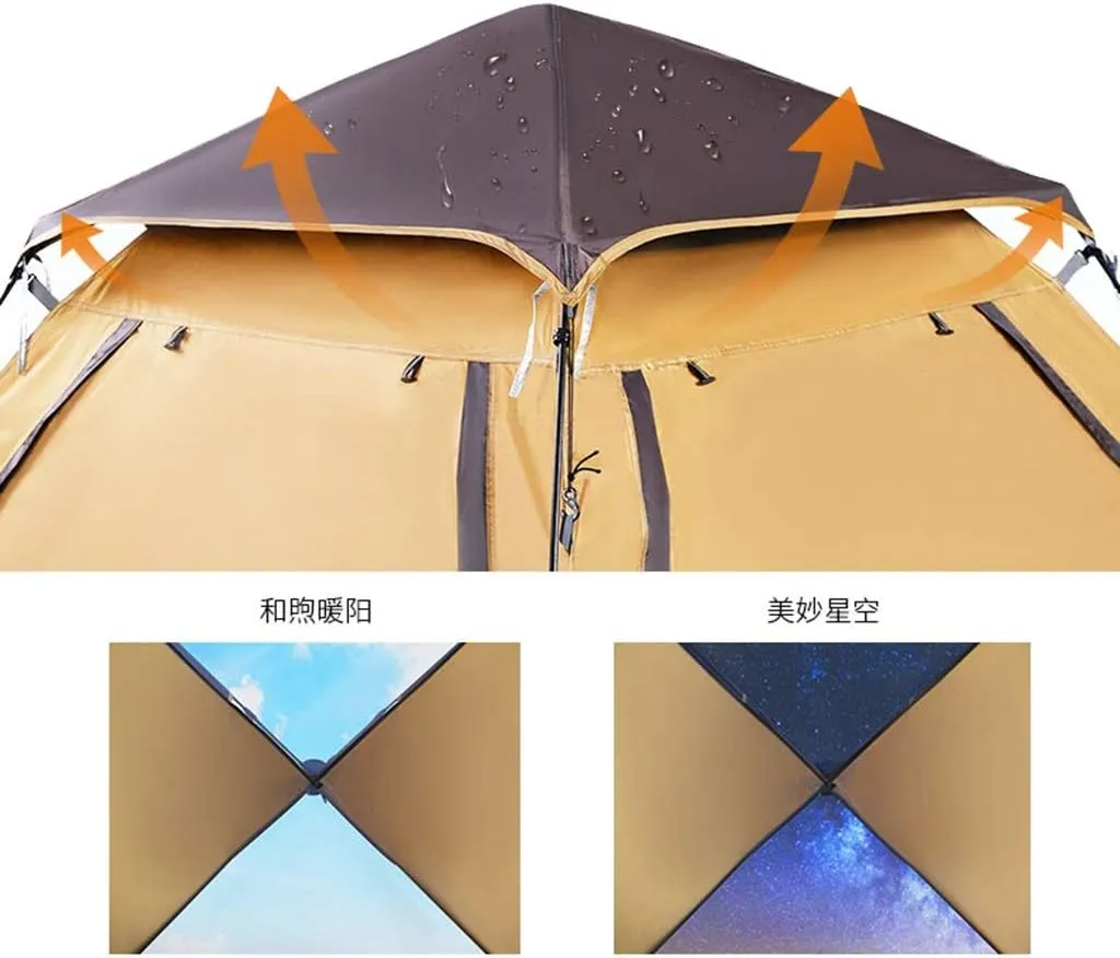 Tent Outdoor 3-4 People Fully Automatic Single 2 Double Wild Beach Camping Home Camping Thick rain and rain Pavilion Sun Shelter pop up Large Camping Tent Cabin Beach Tent Quick Setup Waterpr