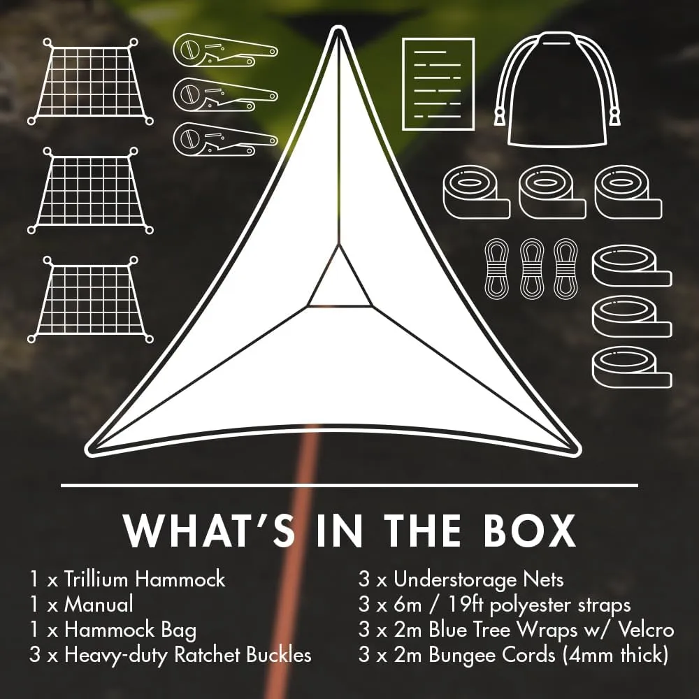 Tentsile Trillium Giant Hammock, The Original Tree Tent Company, 6 Adult Capacity, Anti-Roll, Central Hatch, Ratches and Straps Included, Designed in The UK (6 Person, Safari Brown)