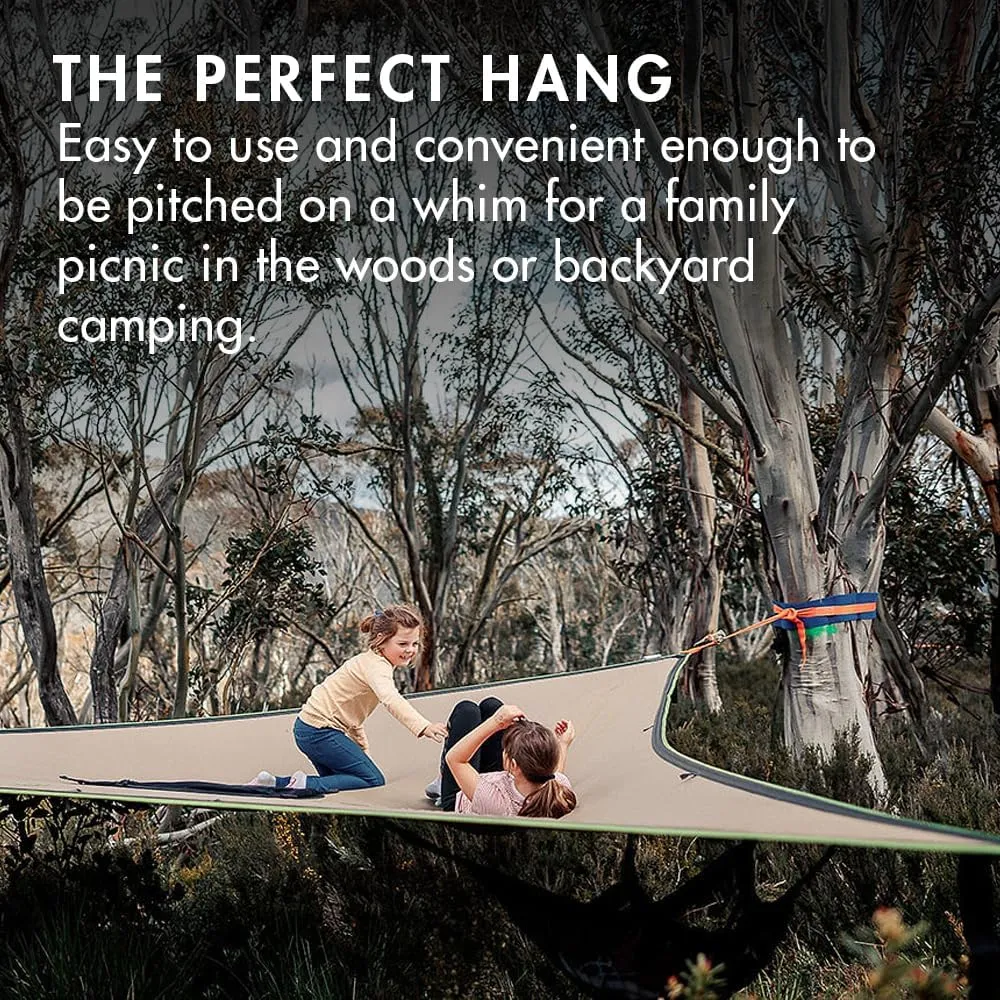 Tentsile Trillium Giant Hammock, The Original Tree Tent Company, 6 Adult Capacity, Anti-Roll, Central Hatch, Ratches and Straps Included, Designed in The UK (6 Person, Safari Brown)