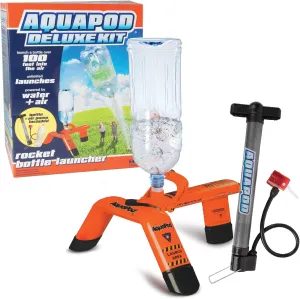 The Deluxe Rocket Bottle Launcher Kit - Includes Bottle, Aqua Pod, & Air Pump - Launches Bottles 100Ft in The Air - Fun Educational STEM Toy- Science Birthday for Kids & Teens