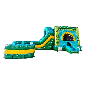 Tiki Shot Curved Dual Lane Bounce House with Slide (Wet/Dry)