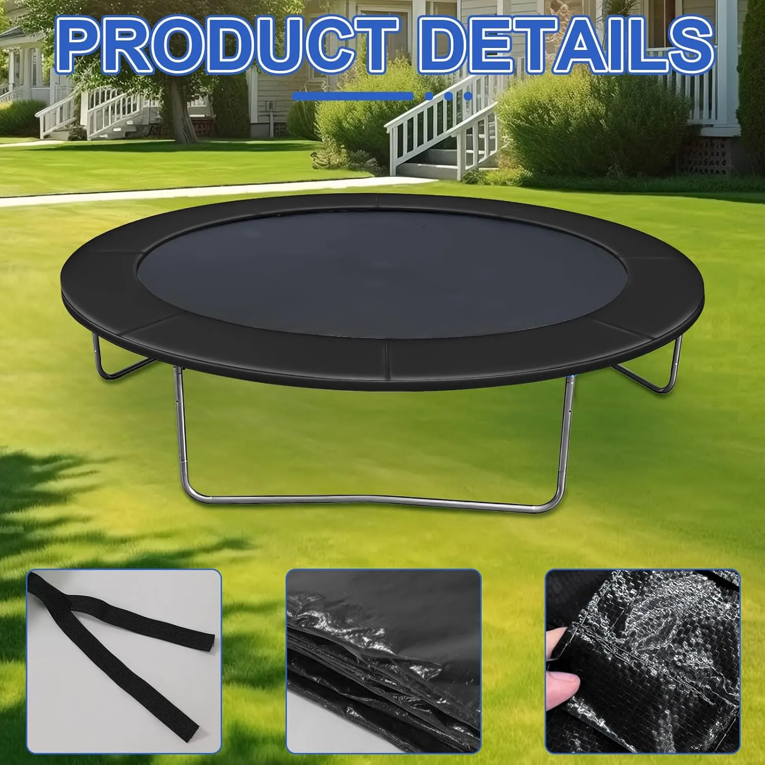 Trampoline Pad Replacement, UV Resistant & Waterproof, 10ft Trampoline Replacement Safety Pad, Frenulum Collision Avoidance Fence Perimeter, Waterproof Accessories Spring Cover