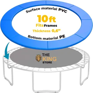 Trampoline Replacement Pad Safety Spring Cover 0.6in Thick PVC Foam Waterproof UV Resistant Universal Fit 10ft 12ft 14ft 15ft Foldable Tearproof Cushioned Shock Absorbing Easy to Install Weatherproof