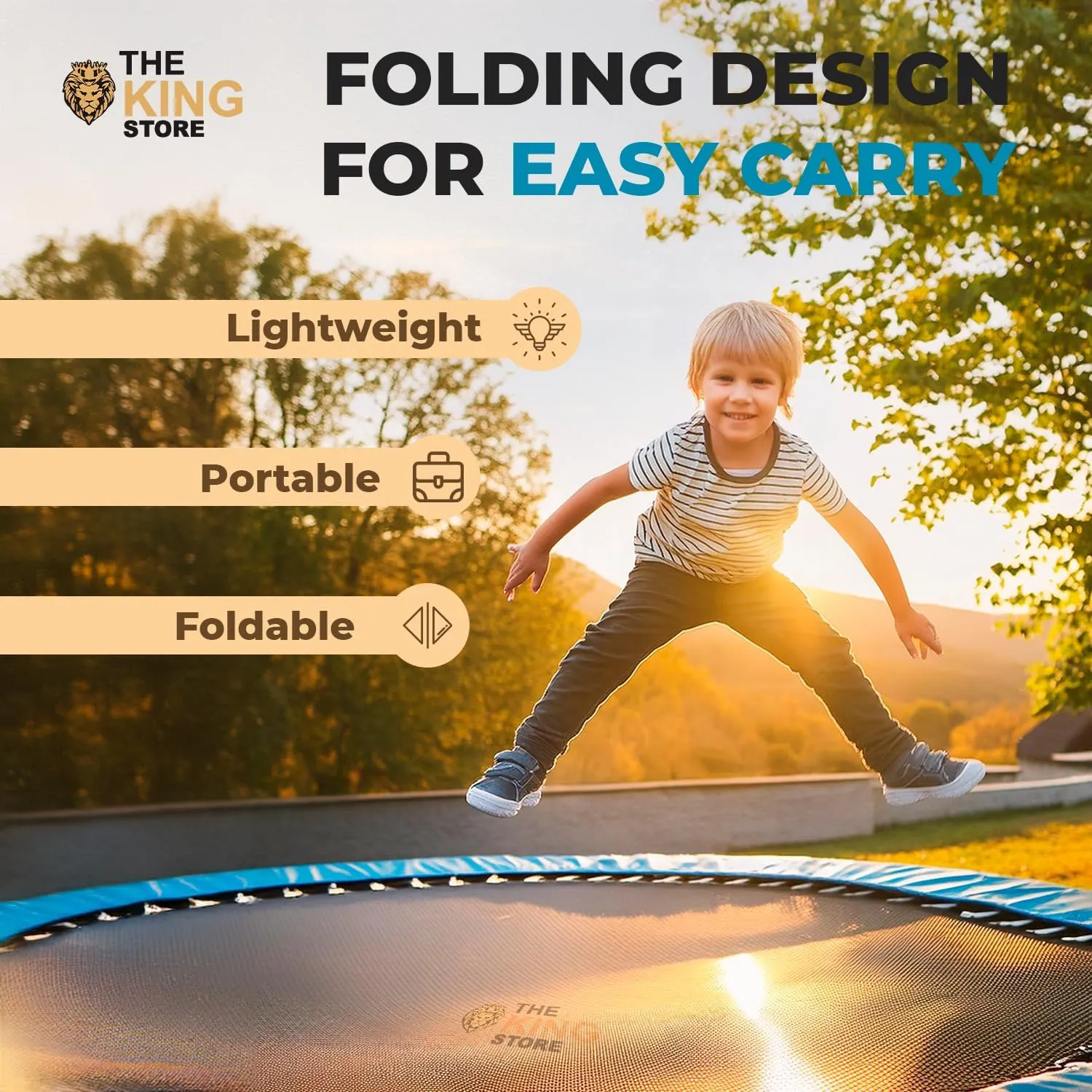 Trampoline Replacement Pad Safety Spring Cover 0.6in Thick PVC Foam Waterproof UV Resistant Universal Fit 10ft 12ft 14ft 15ft Foldable Tearproof Cushioned Shock Absorbing Easy to Install Weatherproof