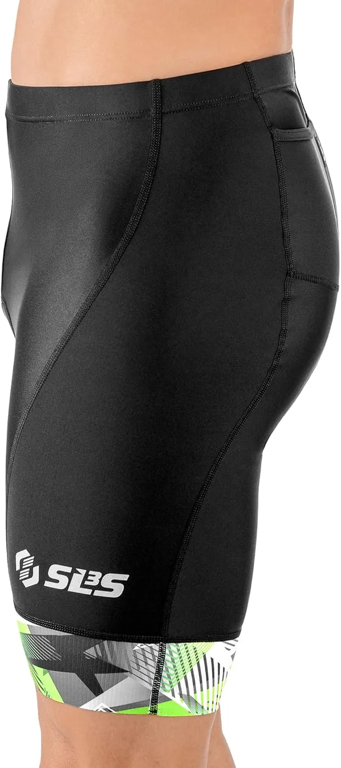 Triathlon Shorts - Men's Padded Tri Shorts with 2 Pockets, Medium Compression