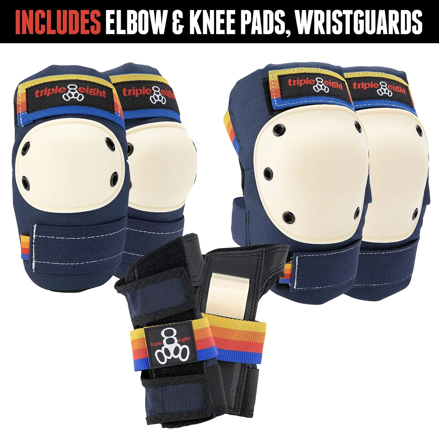 Triple Eight Saver Series 3-Pack Pad Set– Ideal for Skateboarding, in-line Skating, Roller Skating, and Biking
