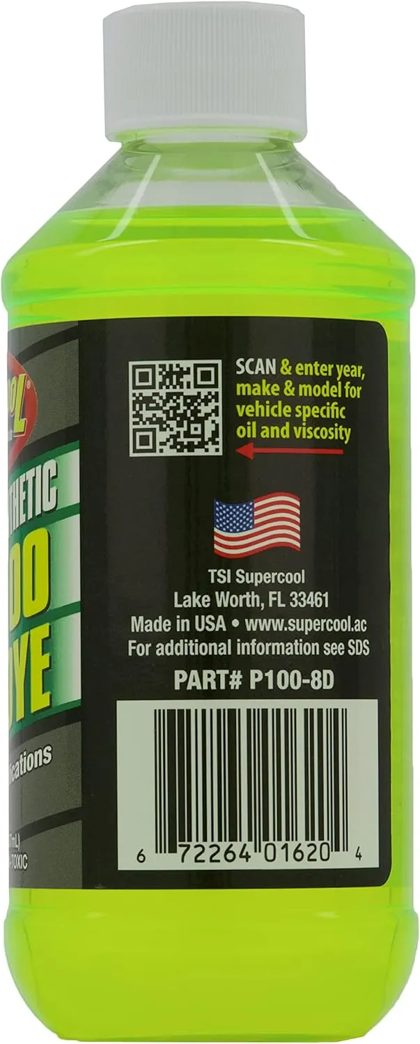 TSI Supercool P100-8D PAG 100-Viscosity Plus U/V Dye Oil - 8 oz , Silver