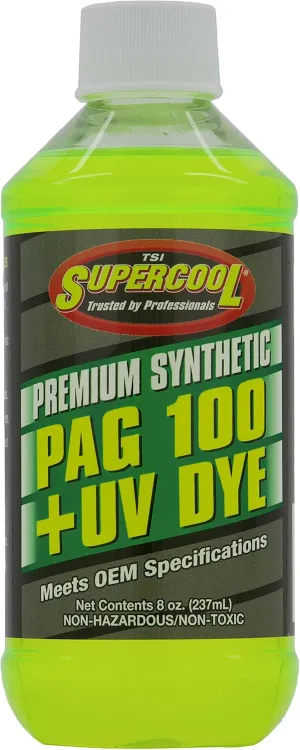TSI Supercool P100-8D PAG 100-Viscosity Plus U/V Dye Oil - 8 oz , Silver