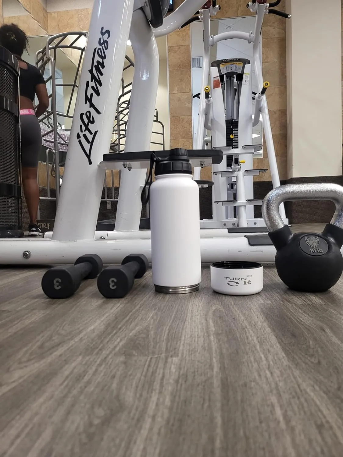 TURNIT® 32 oz Sports Stainless Steel Water Bottle with extra 8 oz Detachable Storage compartment for small items like protein powder, keys, vitamins or cash. Sport Lid (White)