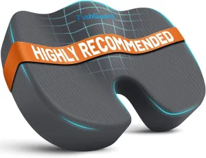 TushGuard Seat Cushion, Office Chair Cushions, Car Seat Cushion, Non-Slip Relief Chair Pad, Memory Foam Butt Pillow for Computer Desk, Office Chair, Grey