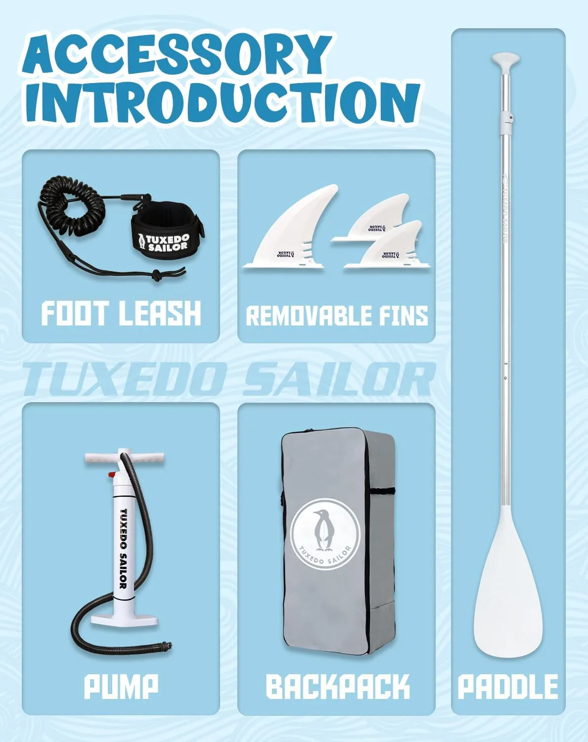 Tuxedo Sailor 10'6"×33"×6" Inflatable Stand Up Paddle Board with Premium SUP Accessories,Paddle Boards for Adults & Youth of All Skill Levels